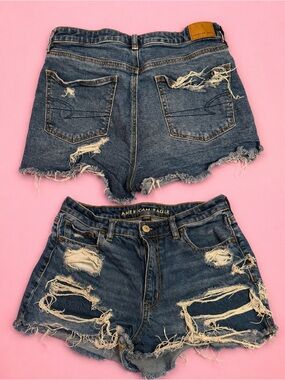 American Eagle Outfitters Distressed Denim Jean Shorts in Blue